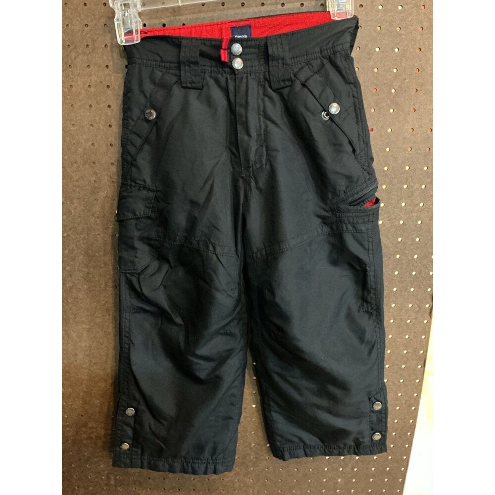 Kids Black Snow Pants with Red Accents